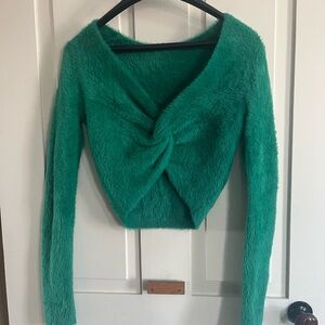Aerie Teal Fuzzy Knit Top